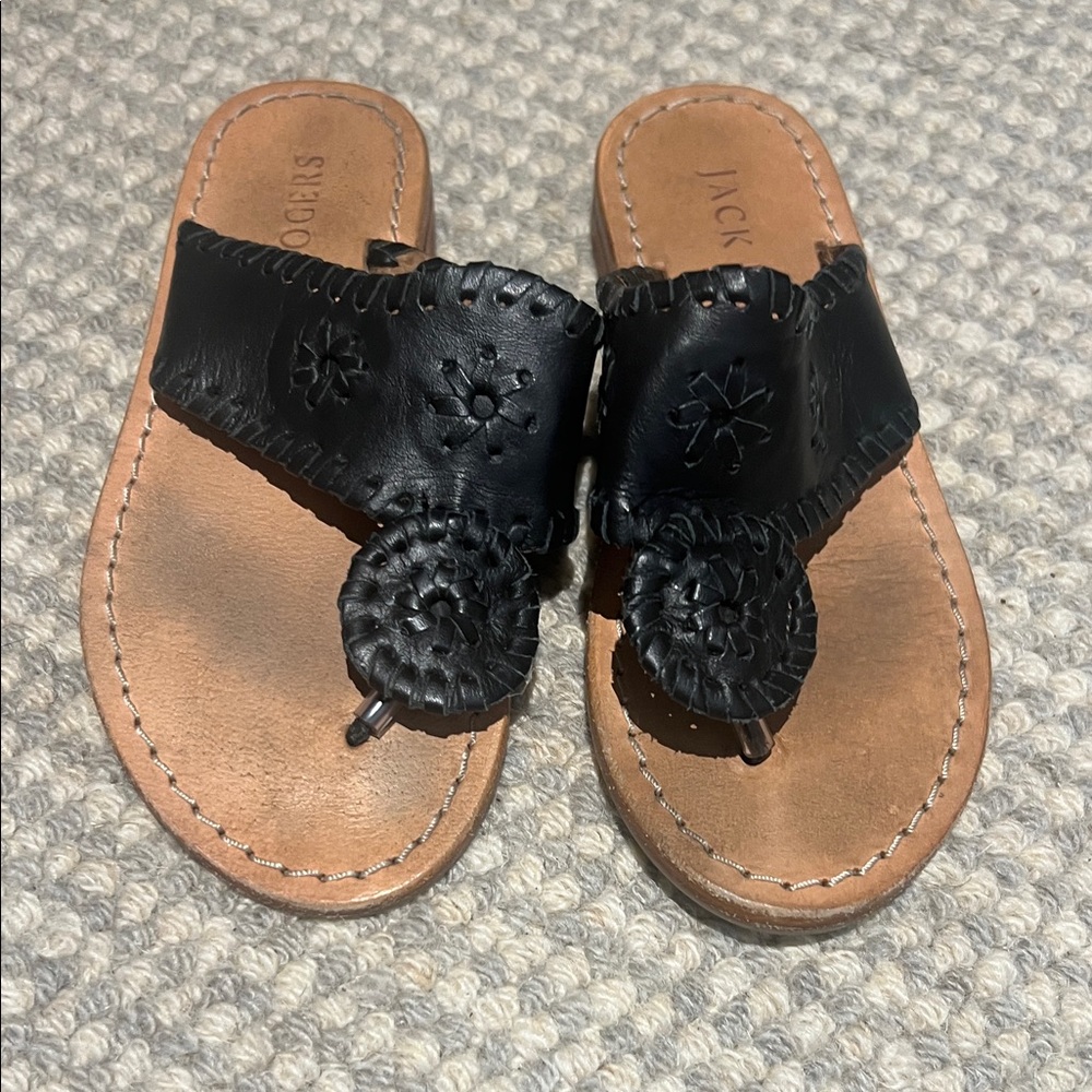 Jack Rogers Black and Tan Leather Sandals